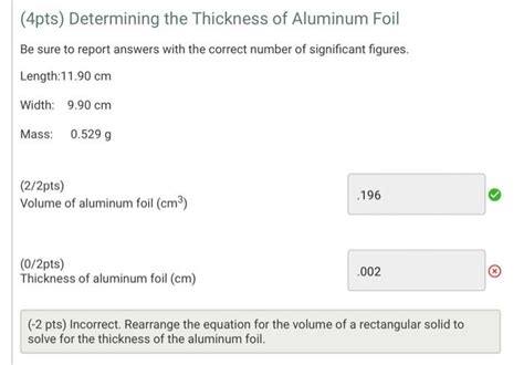 volume of aluminum foil